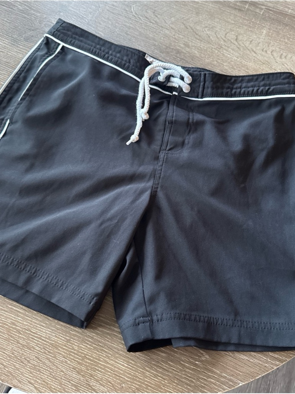 Original Penguin Black Swim Trunks with White Contrast